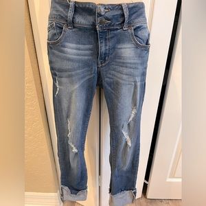 Cropped Distressed Ankle Jeans